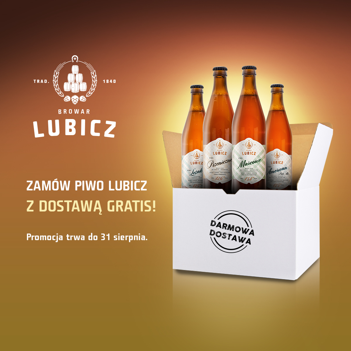 Browar Lubicz dostępny już w całej Polsce! Dostawa gratis do 31 sierpnia.