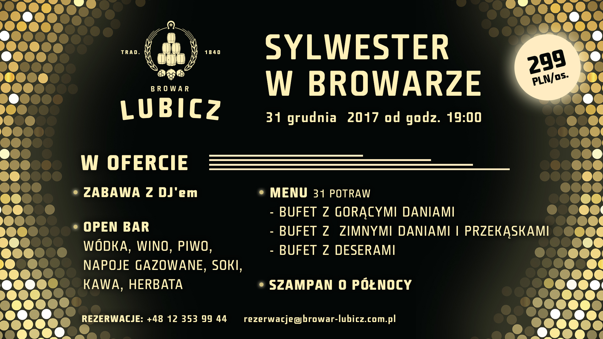 Sylwester 2017 w Browarze Lubicz